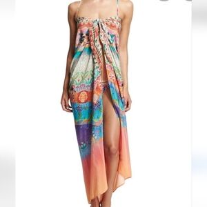 Camilla CASA MILA Silk Tie Front Cover Up/ Dress / Sorong /Maxi/ Skirt New